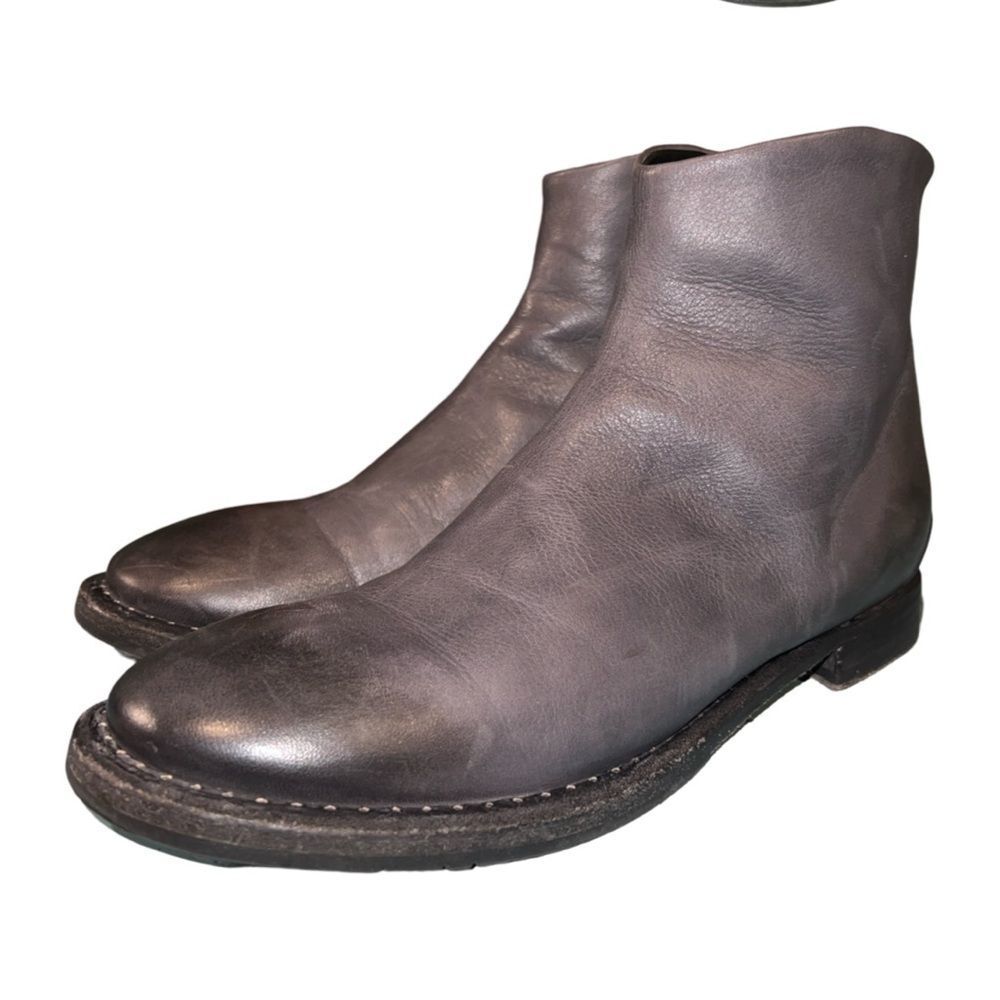 Ernesto Dolani Soft Gray Leather Back Zip Italian Designer Booties Women 39.5